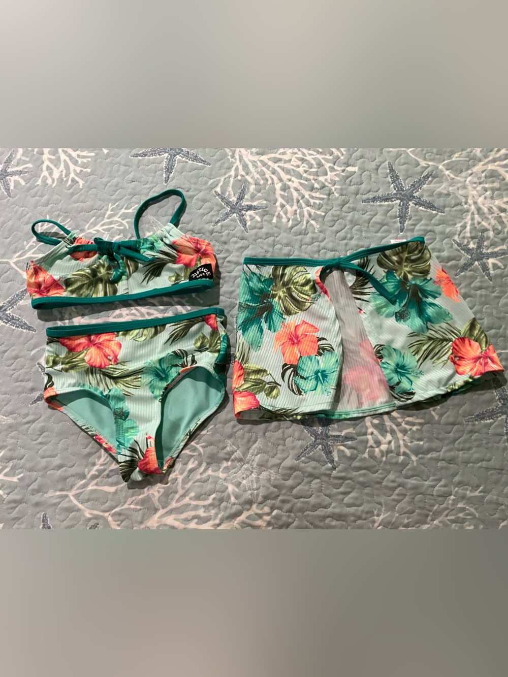 Justice girls size 5/6 3 piece swim wear set
